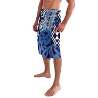 New Zealand Lavalava Aotearoa Kowhaiwhai Mix Taniko Art - Blue