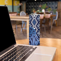 New Zealand Skinny Tumbler Aotearoa Kowhaiwhai Mix Taniko Art - Blue LT14 - Polynesian Pride