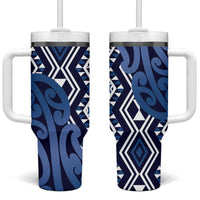 New Zealand Tumbler With Handle Aotearoa Kowhaiwhai Mix Taniko Art - Blue LT14