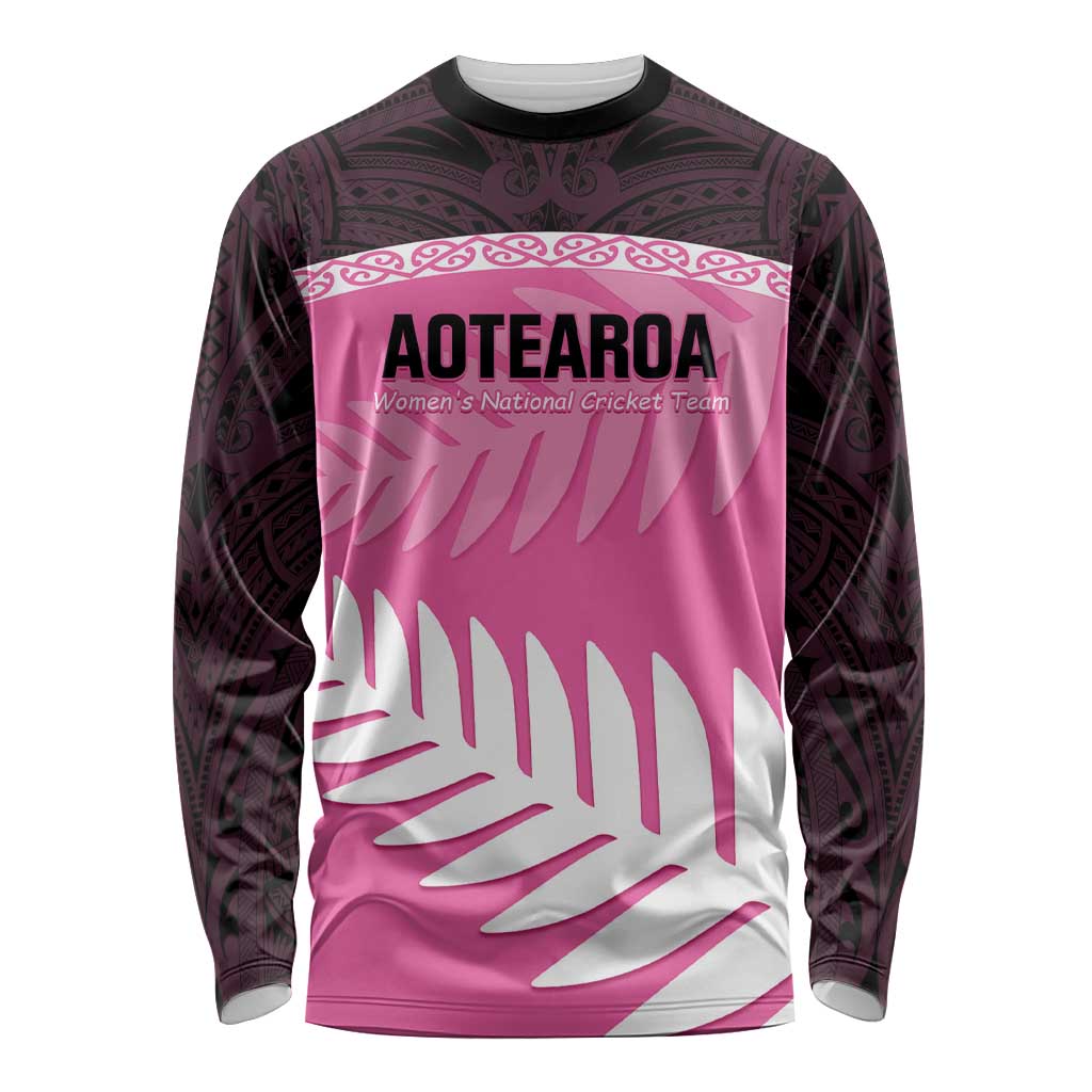 Custom New Zealand Aotearoa Cricket Long Sleeve Shirt Go White Silver Fern