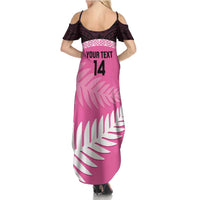 Custom New Zealand Aotearoa Cricket Summer Maxi Dress Go White Silver Fern LT14 - Polynesian Pride