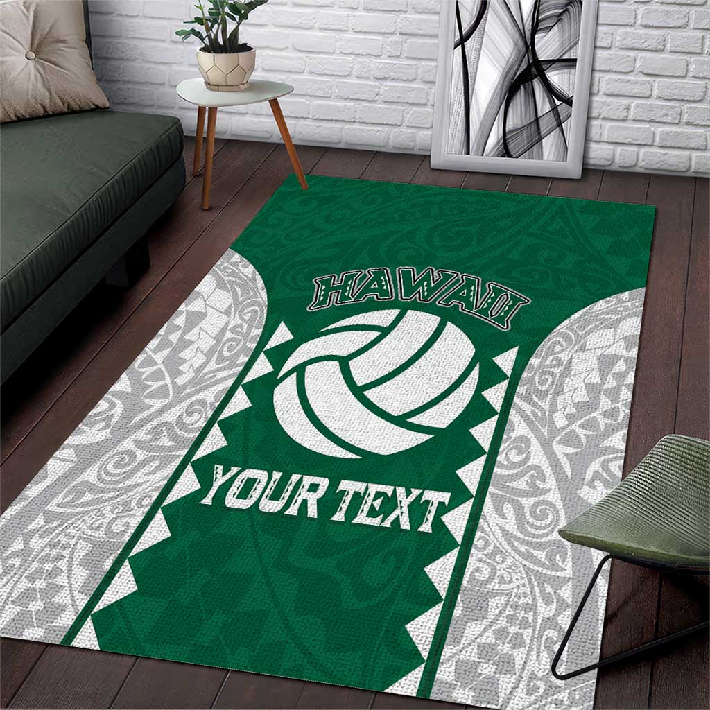 Custom Hawaii Volleyball Area Rug Hawaiian Kakau Pattern