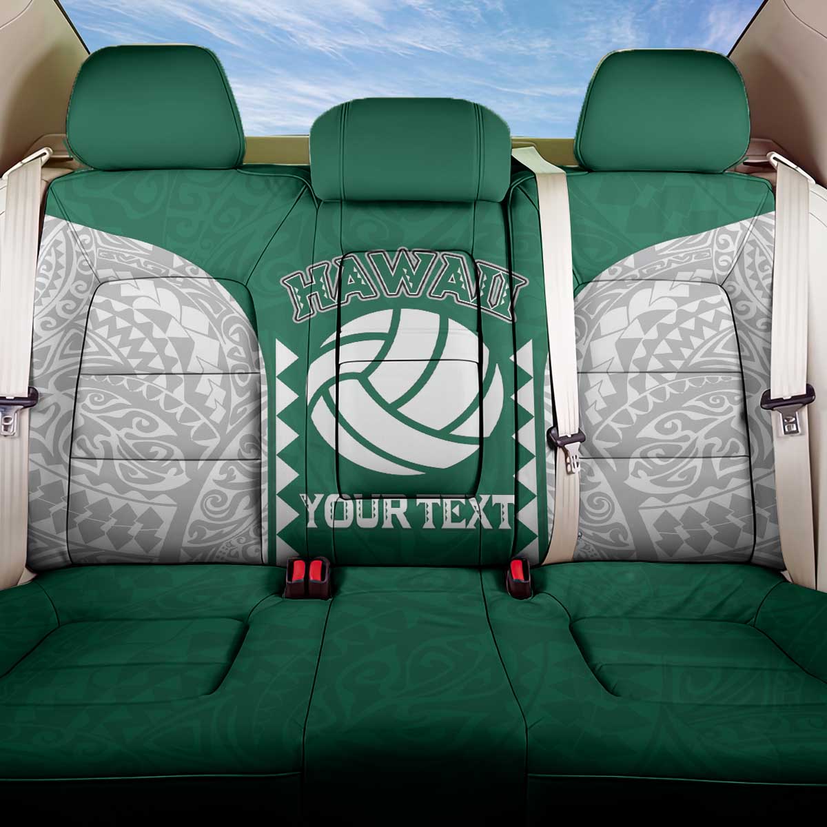 Custom Hawaii Volleyball Back Car Seat Cover Hawaiian Kakau Pattern