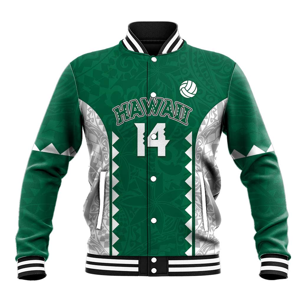 Custom Hawaii Volleyball Baseball Jacket Hawaiian Kakau Pattern