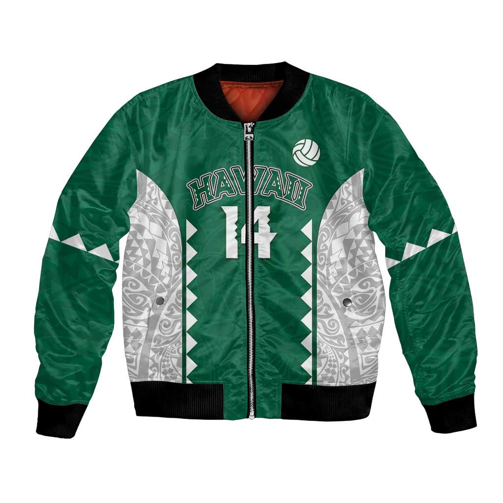 Custom Hawaii Volleyball Bomber Jacket Hawaiian Kakau Pattern