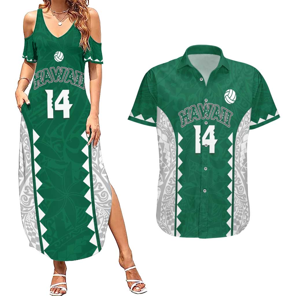 Custom Hawaii Volleyball Couples Matching Summer Maxi Dress and Hawaiian Shirt Hawaiian Kakau Pattern