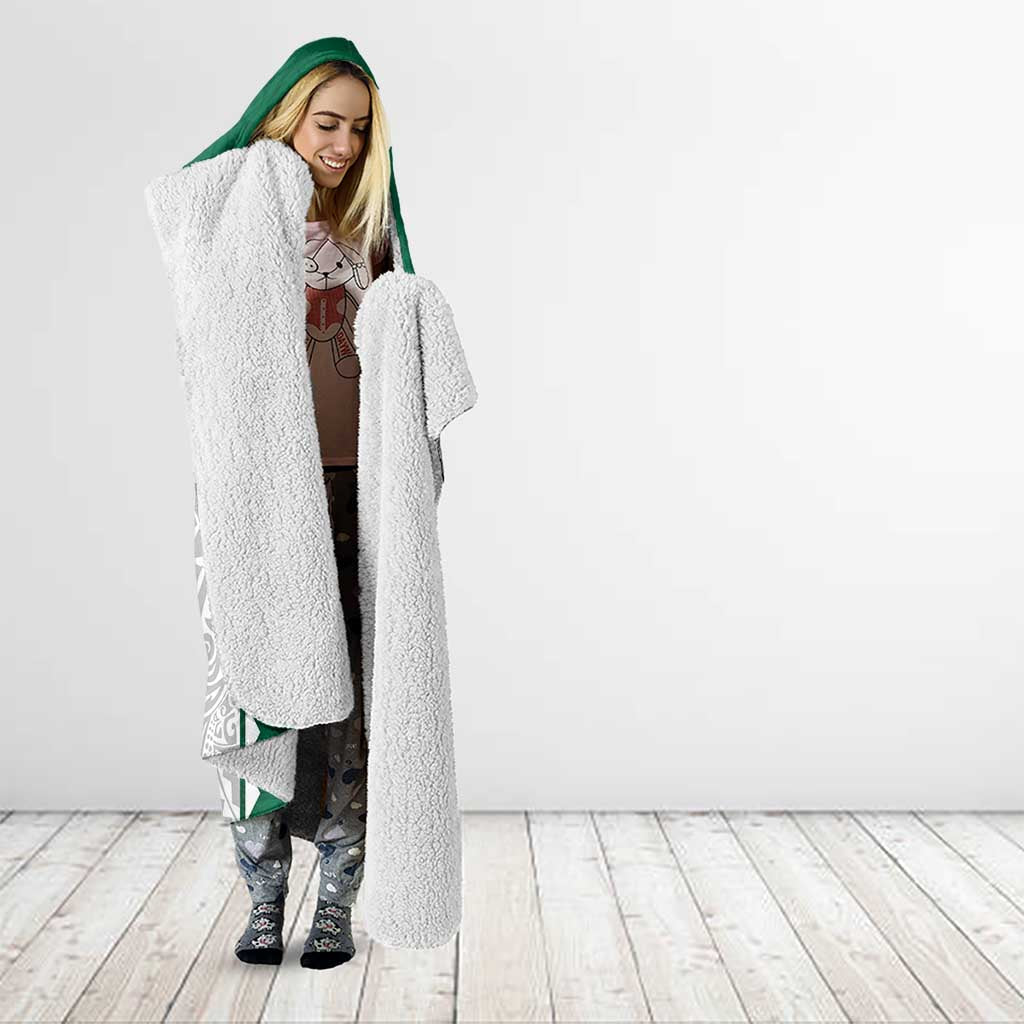 Custom Hawaii Volleyball Hooded Blanket Hawaiian Kakau Pattern