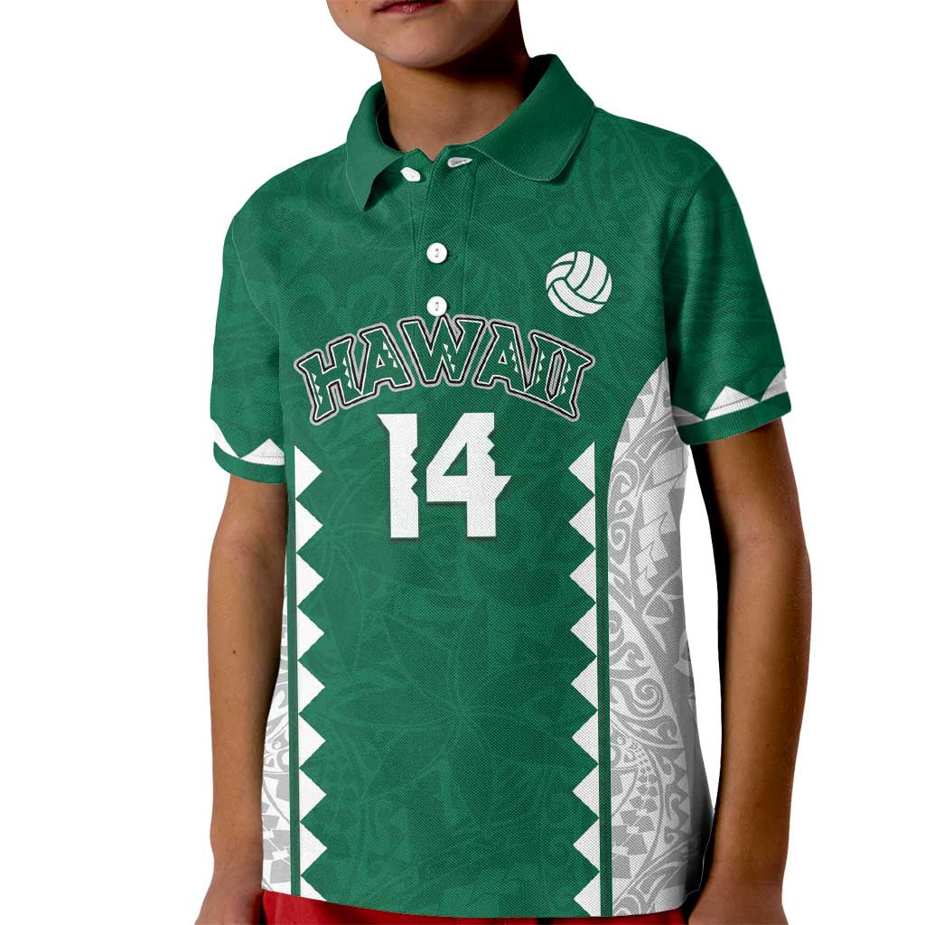 Custom Hawaii Volleyball Kid Polo Shirt Hawaiian Kakau Pattern