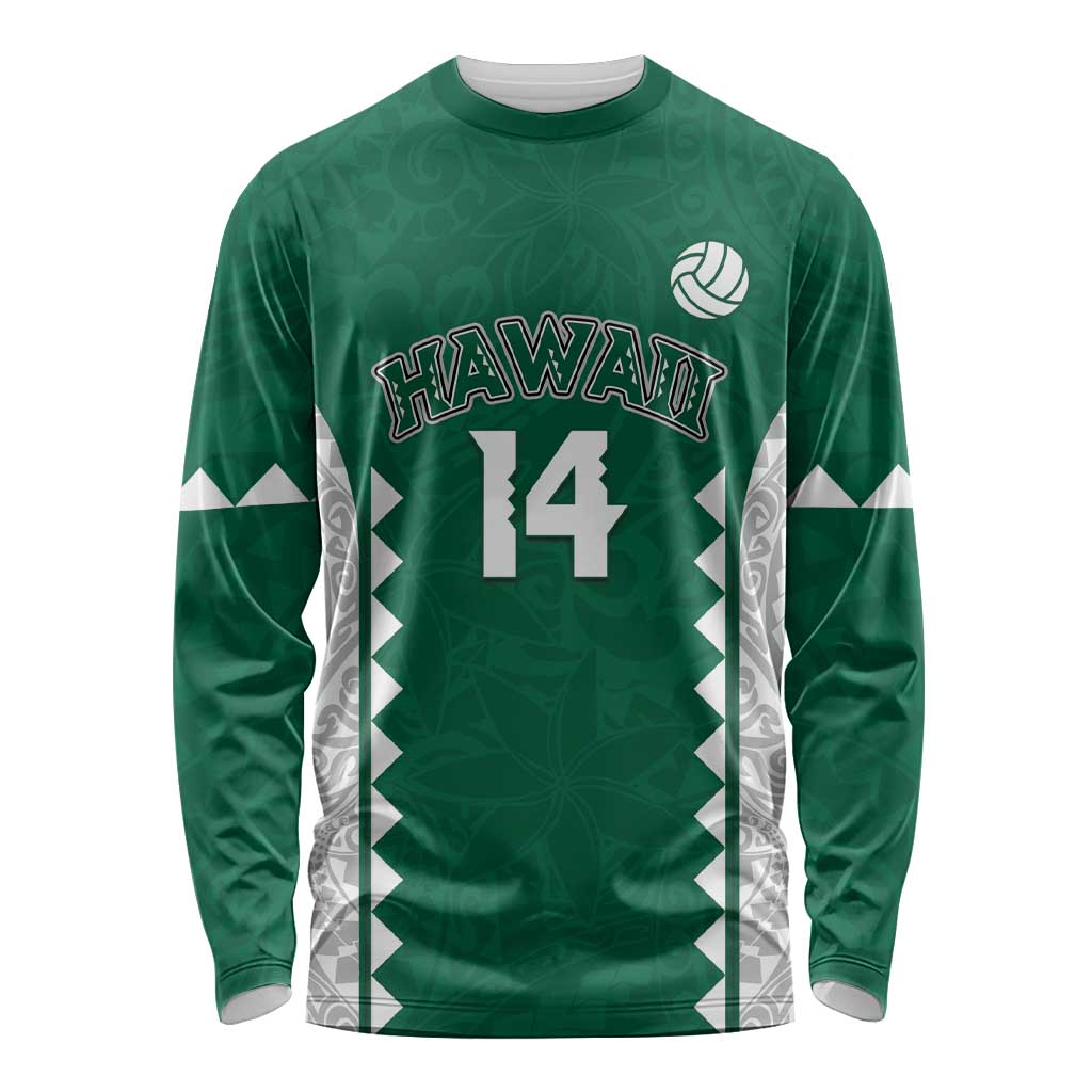 Custom Hawaii Volleyball Long Sleeve Shirt Hawaiian Kakau Pattern