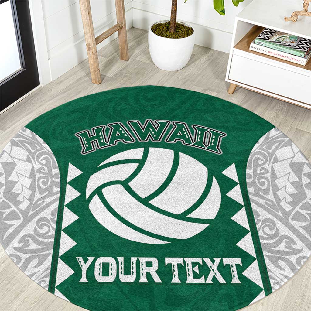 Custom Hawaii Volleyball Round Carpet Hawaiian Kakau Pattern