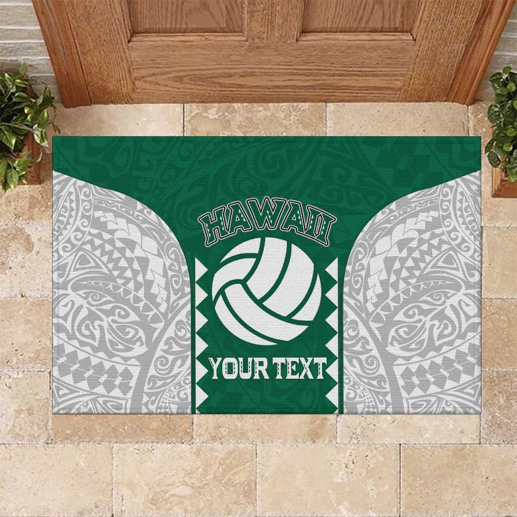 Custom Hawaii Volleyball Rubber Doormat Hawaiian Kakau Pattern