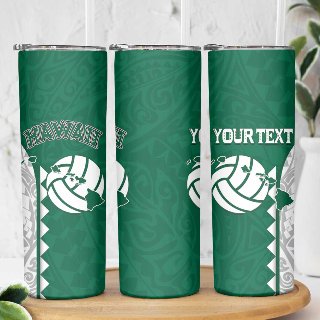 Custom Hawaii Volleyball Skinny Tumbler Hawaiian Kakau Pattern