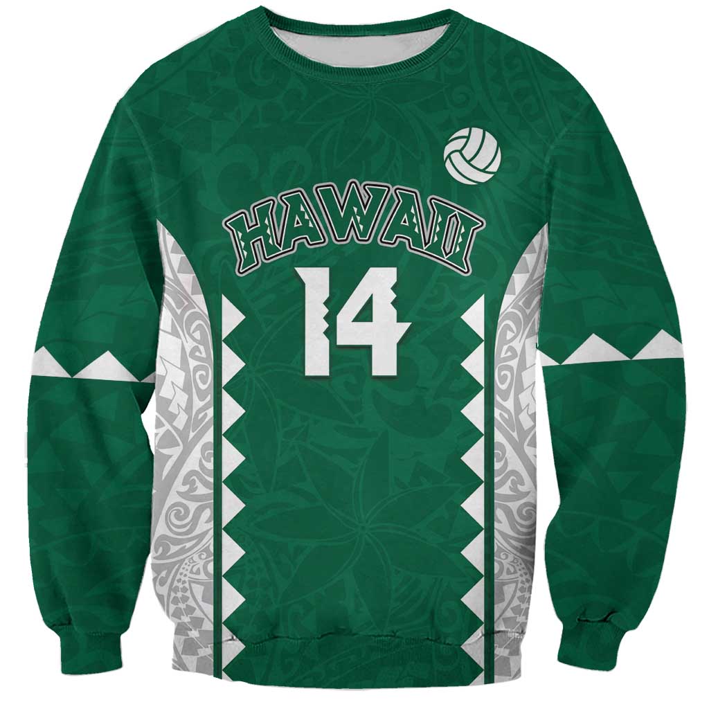 Custom Hawaii Volleyball Sweatshirt Hawaiian Kakau Pattern