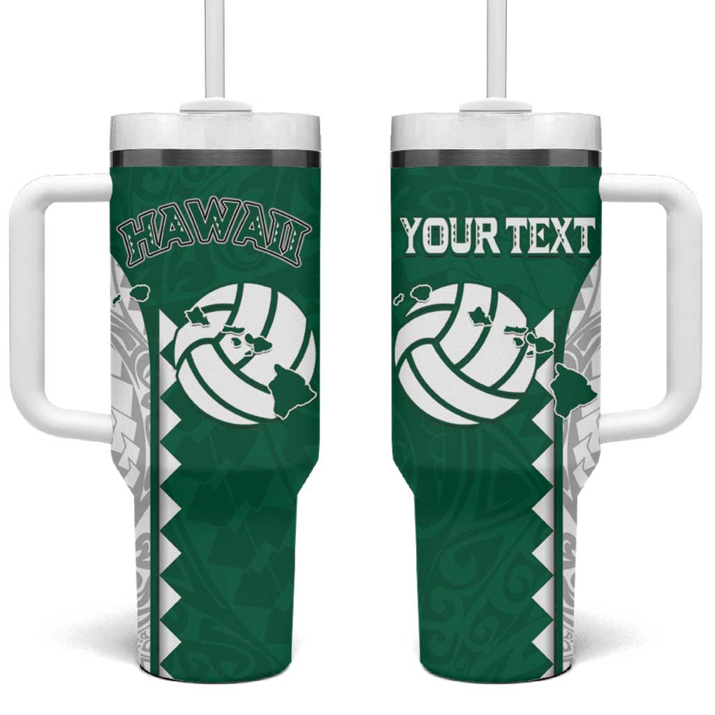 Custom Hawaii Volleyball Tumbler With Handle Hawaiian Kakau Pattern