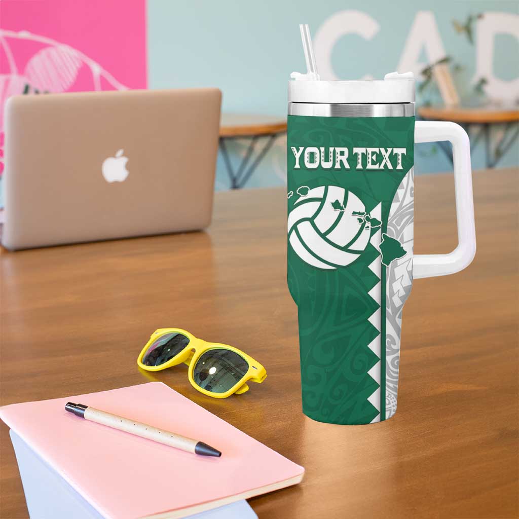 Custom Hawaii Volleyball Tumbler With Handle Hawaiian Kakau Pattern
