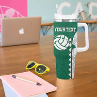 Custom Hawaii Volleyball Tumbler With Handle Hawaiian Kakau Pattern