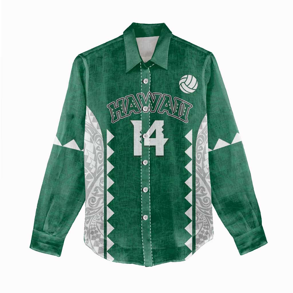 Custom Hawaii Volleyball Women Casual Shirt Hawaiian Kakau Pattern