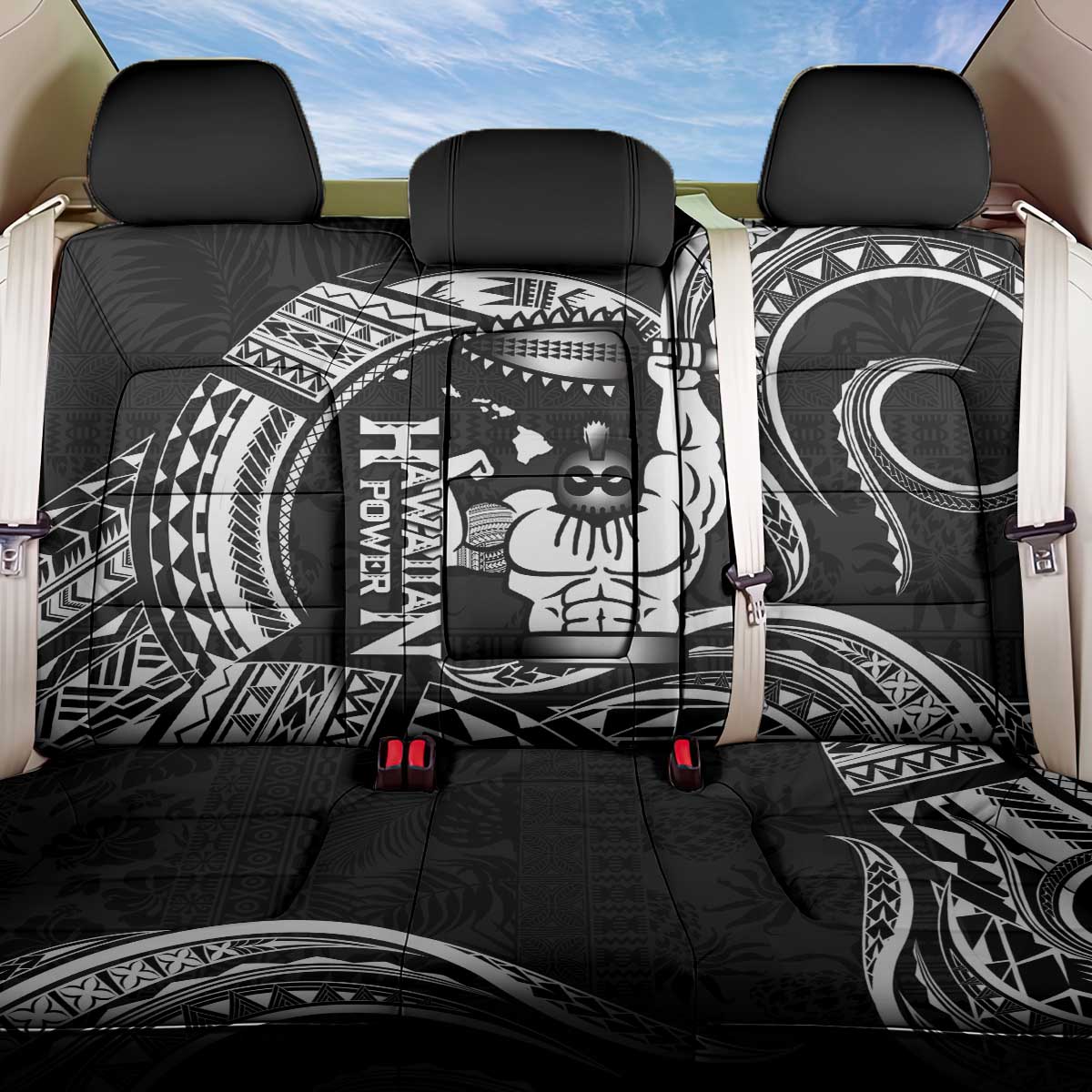 Black Hawaii Ikaika Warrior Back Car Seat Cover Hawaiian Power