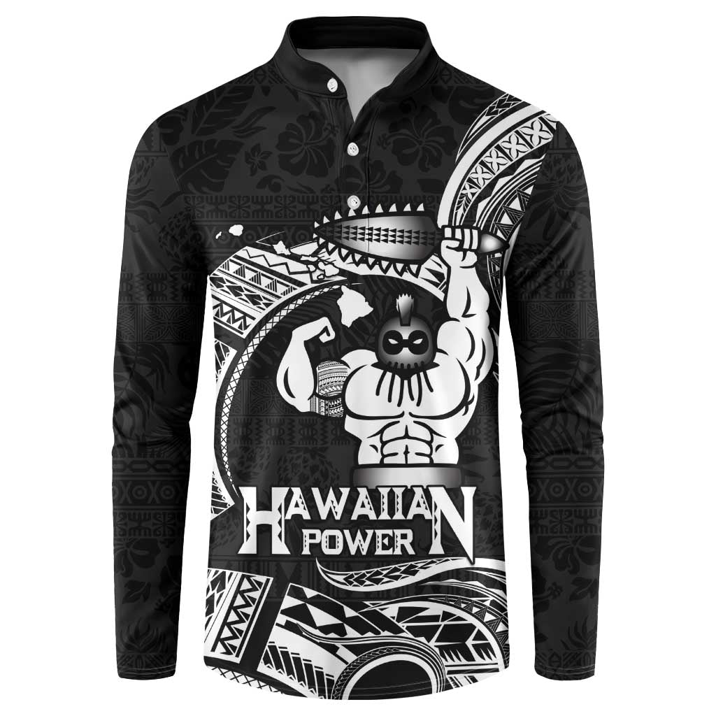 Black Hawaii Ikaika Warrior Button Sweatshirt Hawaiian Power