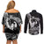 Black Hawaii Ikaika Warrior Couples Matching Off Shoulder Short Dress and Long Sleeve Button Shirt Hawaiian Power