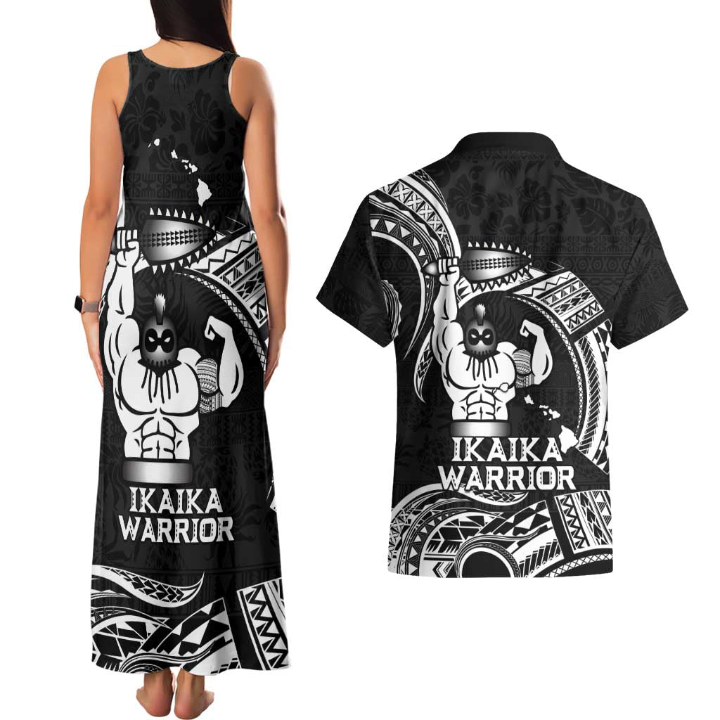 Black Hawaii Ikaika Warrior Couples Matching Tank Maxi Dress and Hawaiian Shirt Hawaiian Power