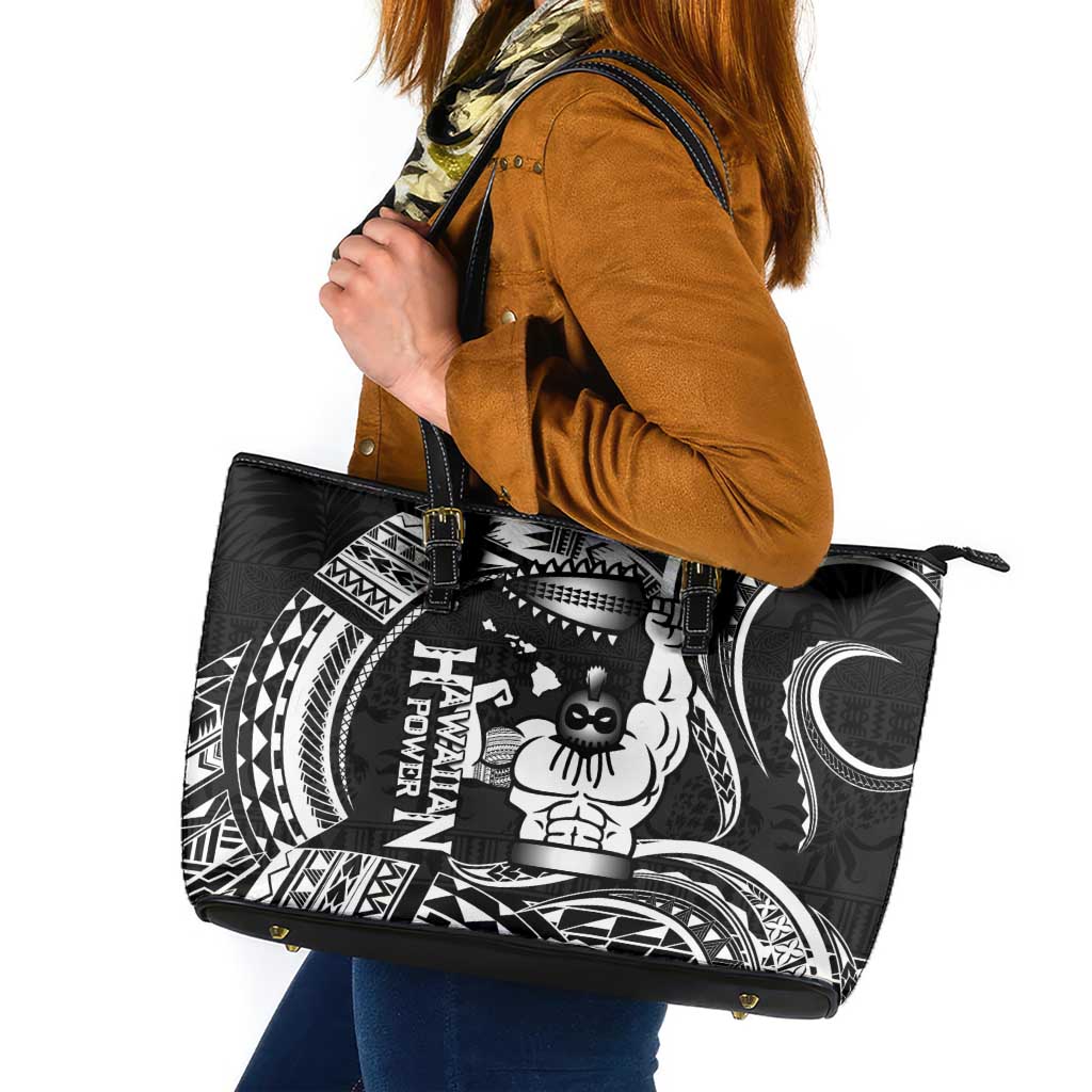 Black Hawaii Ikaika Warrior Leather Tote Bag Hawaiian Power