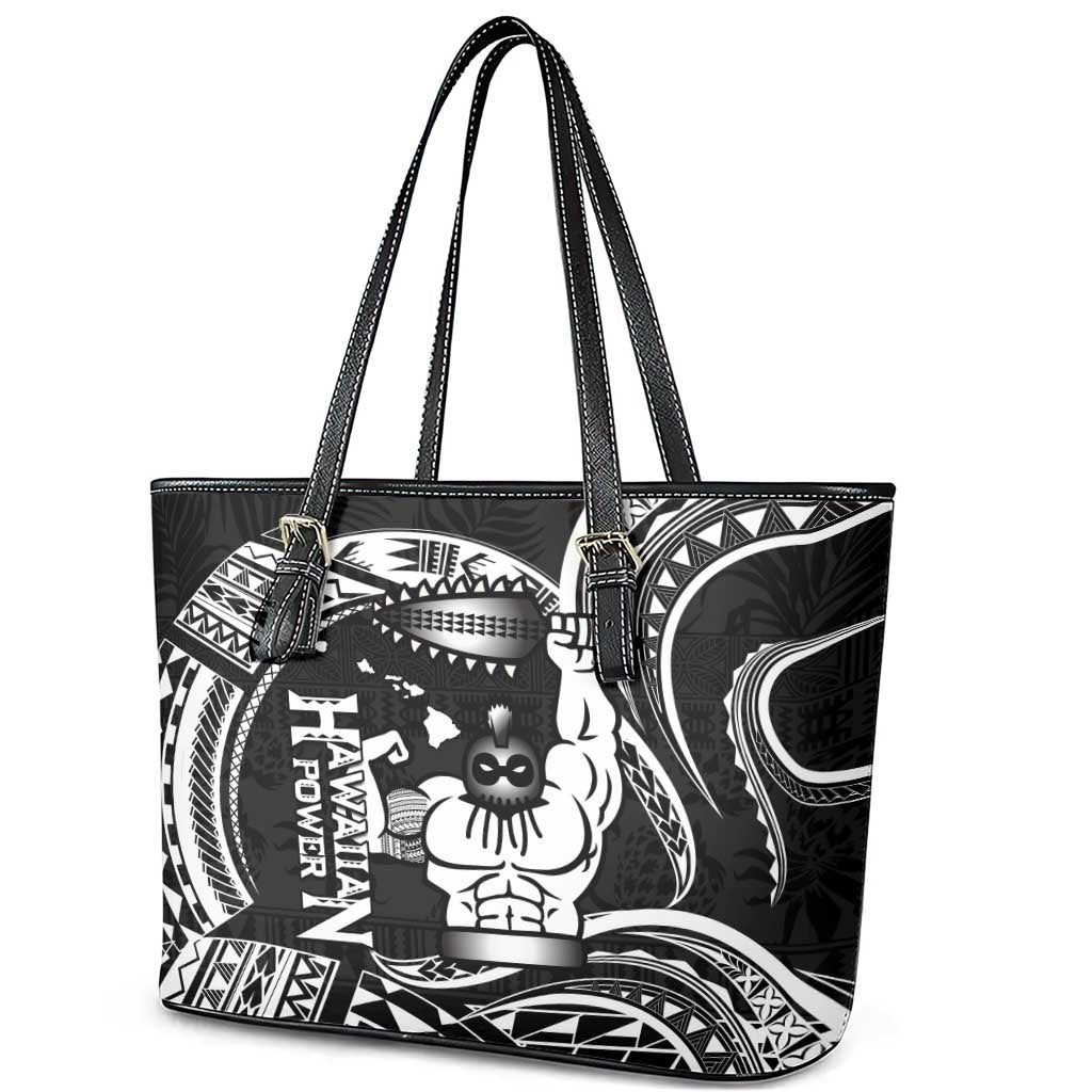 Black Hawaii Ikaika Warrior Leather Tote Bag Hawaiian Power