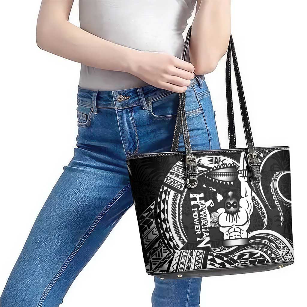 Black Hawaii Ikaika Warrior Leather Tote Bag Hawaiian Power