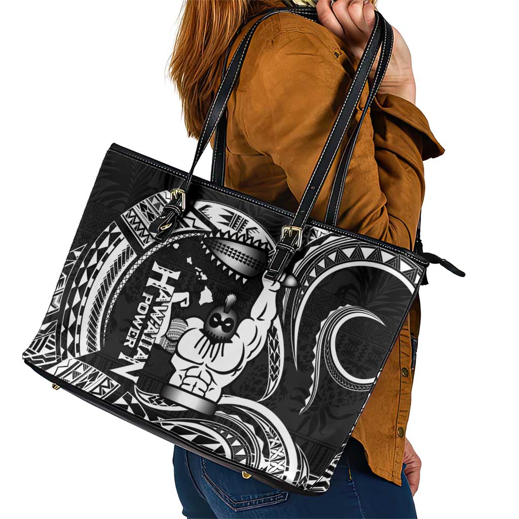 Black Hawaii Ikaika Warrior Leather Tote Bag Hawaiian Power