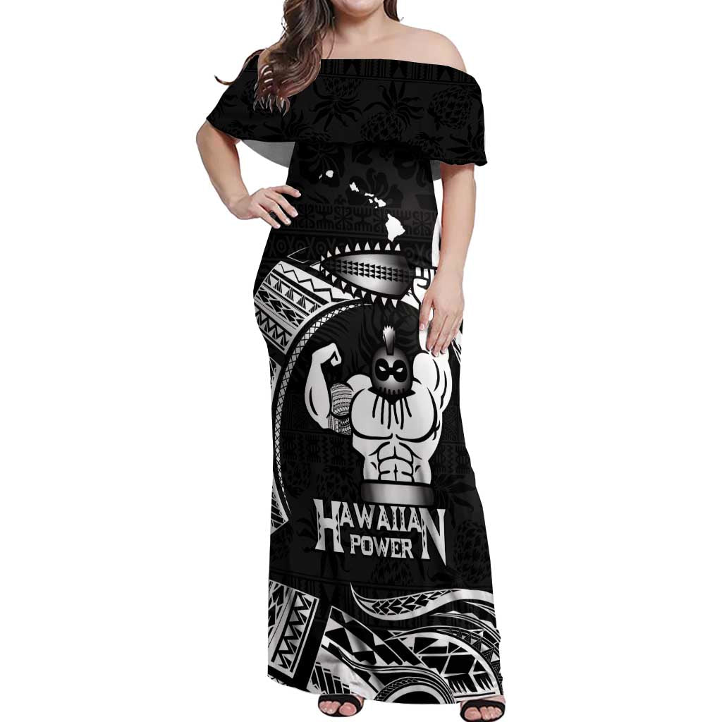 Black Hawaii Ikaika Warrior Off Shoulder Maxi Dress Hawaiian Power