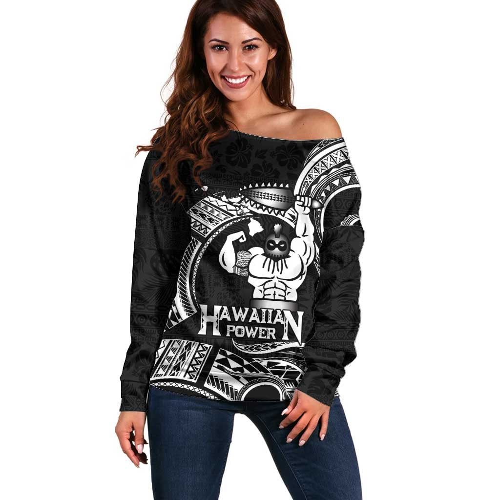 Black Hawaii Ikaika Warrior Off Shoulder Sweater Hawaiian Power