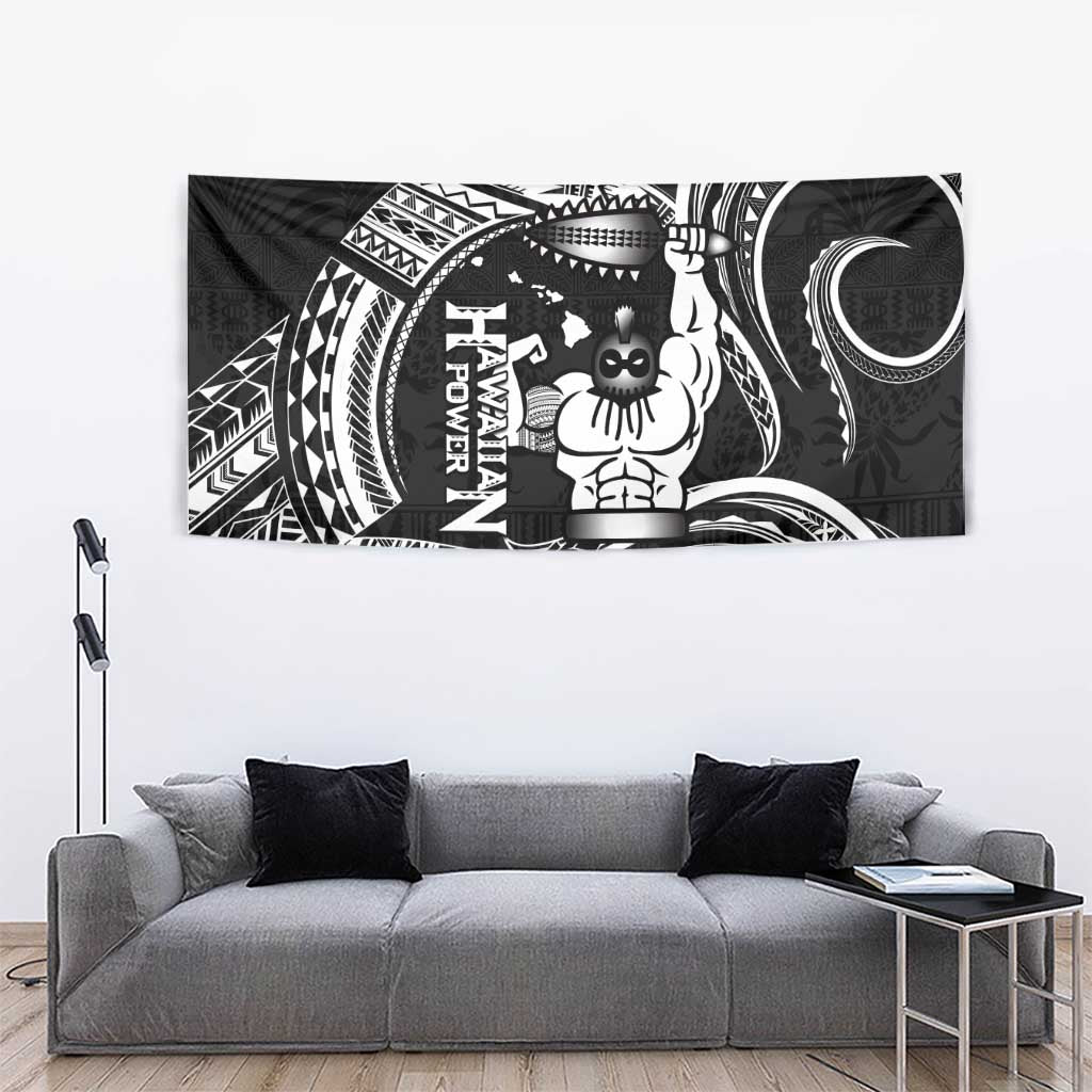 Black Hawaii Ikaika Warrior Tapestry Hawaiian Power