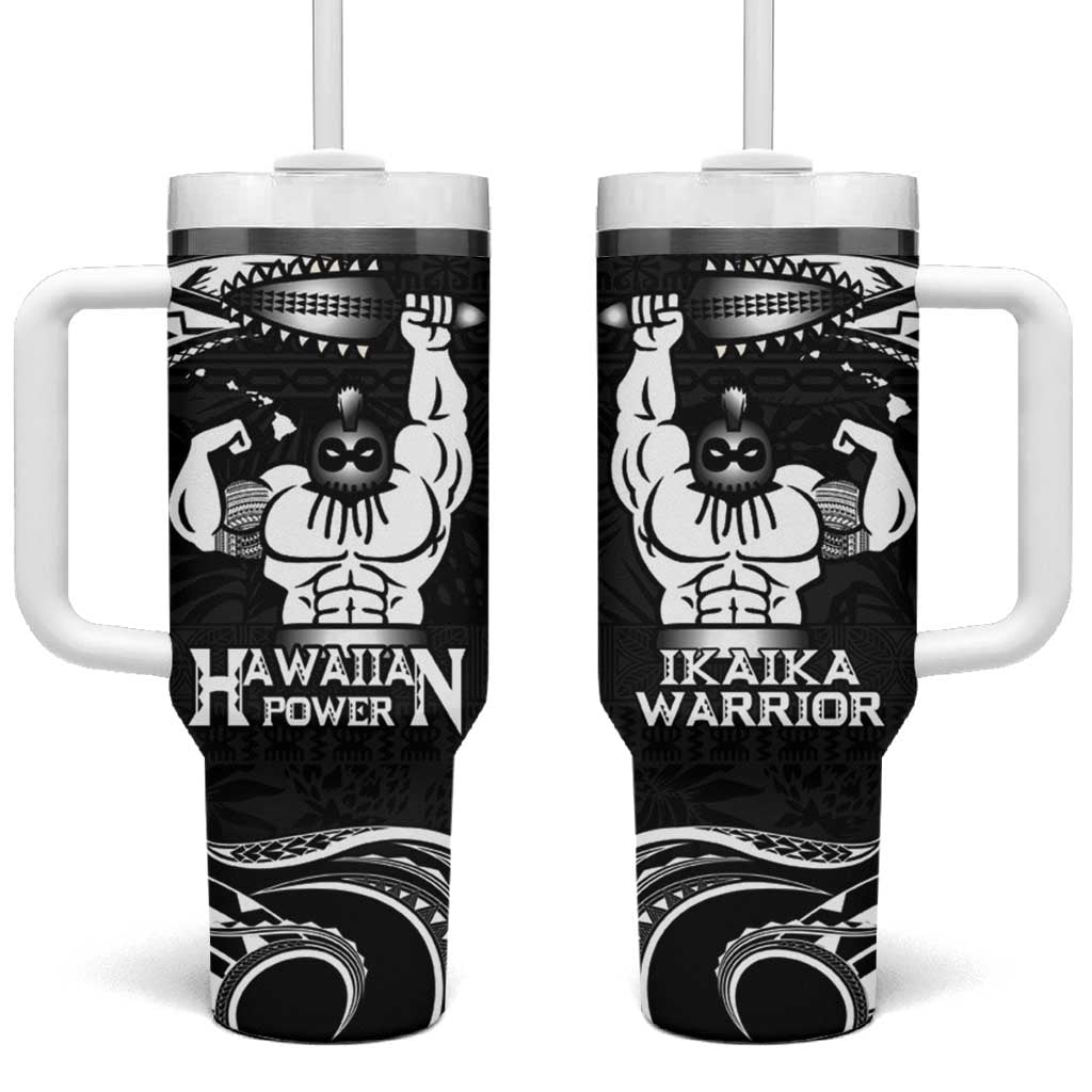 Black Hawaii Ikaika Warrior Tumbler With Handle Hawaiian Power