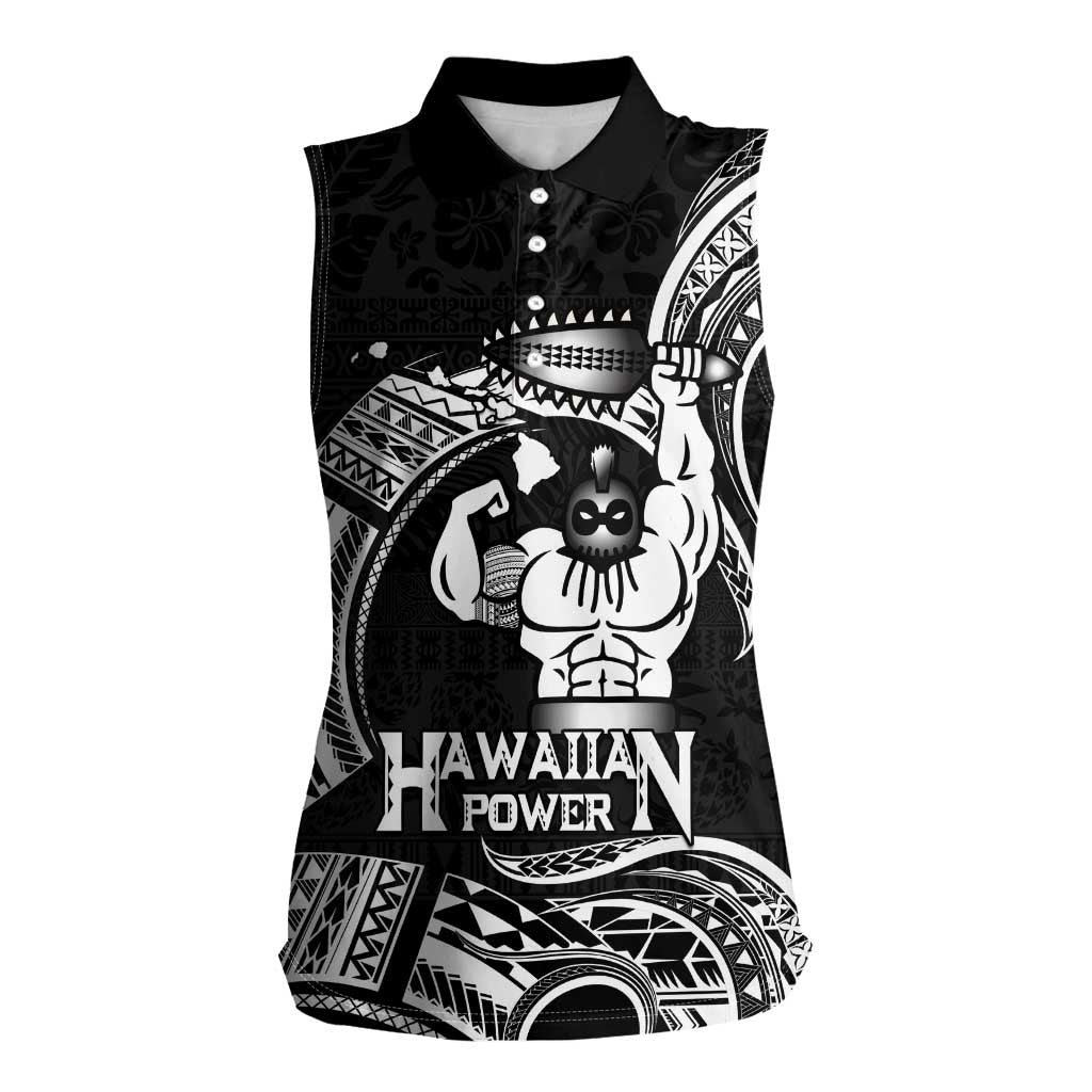 Black Hawaii Ikaika Warrior Women Sleeveless Polo Shirt Hawaiian Power