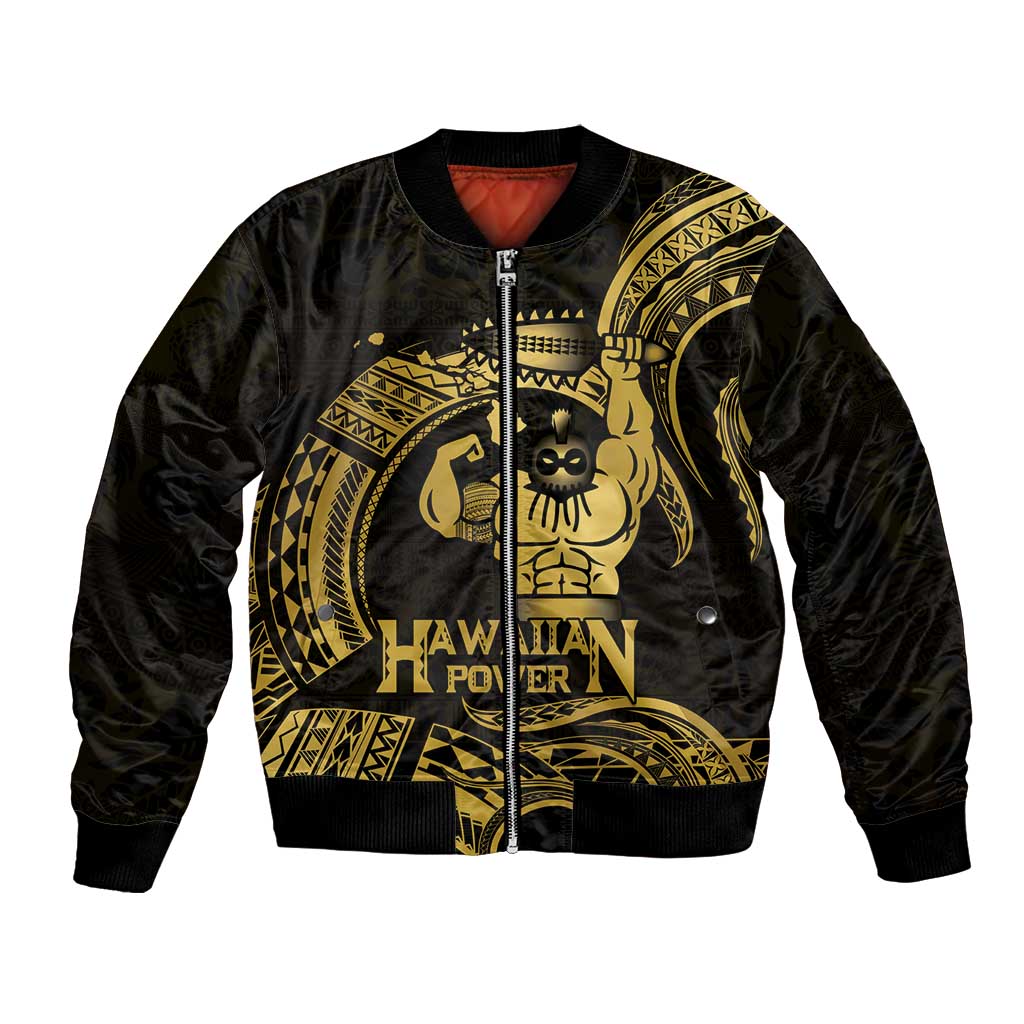 Gold Hawaii Ikaika Warrior Bomber Jacket Hawaiian Power