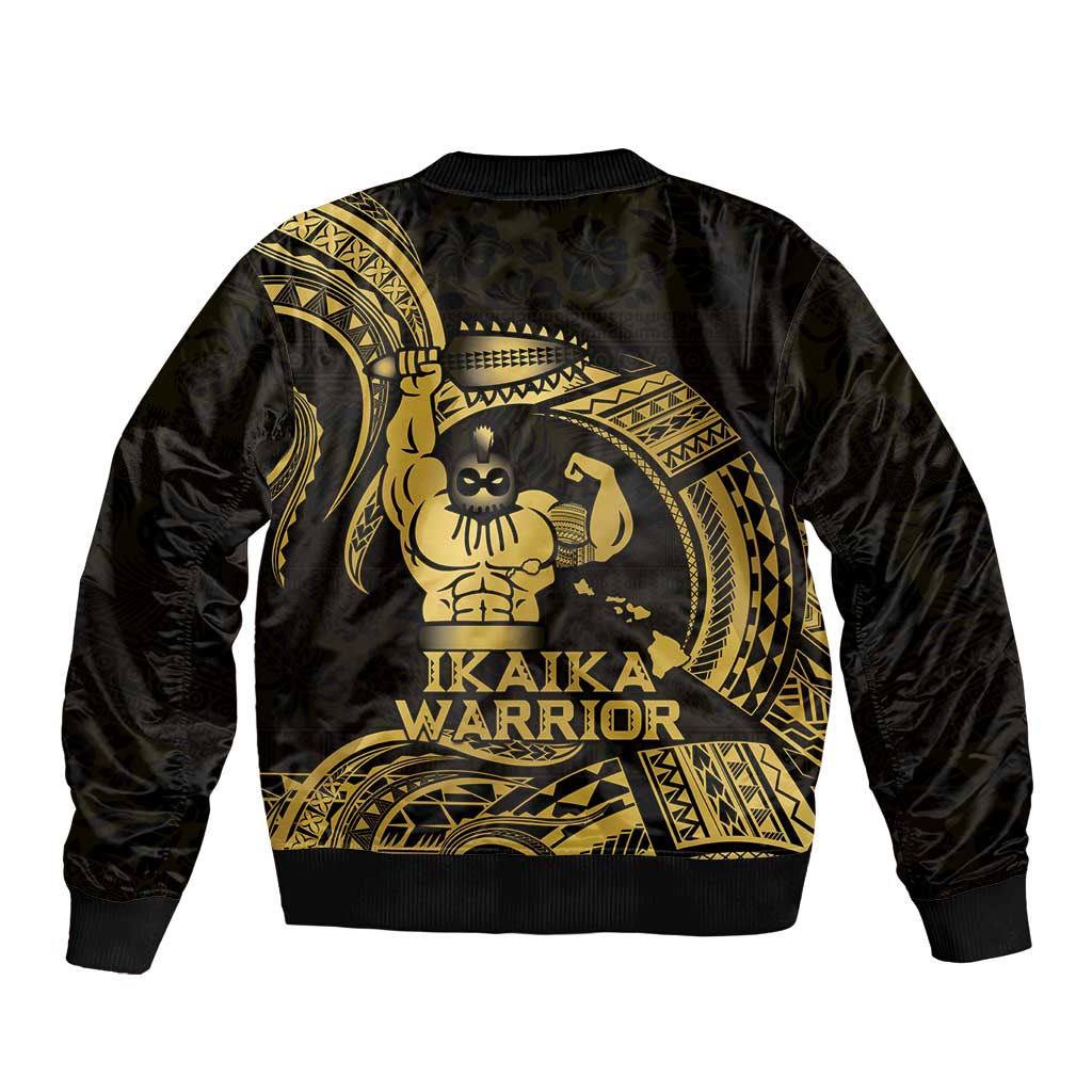Gold Hawaii Ikaika Warrior Bomber Jacket Hawaiian Power