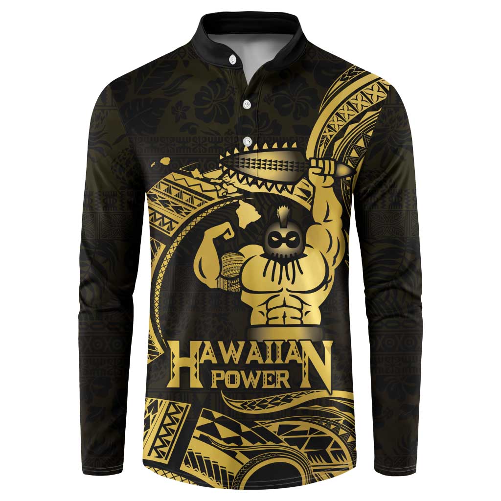 Gold Hawaii Ikaika Warrior Button Sweatshirt Hawaiian Power