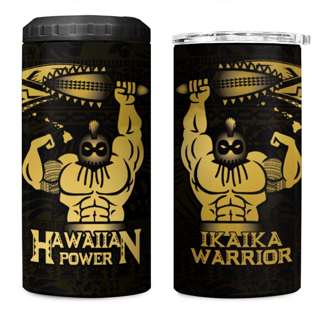 Gold Hawaii Ikaika Warrior 4 in 1 Can Cooler Tumbler Hawaiian Power