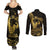 Gold Hawaii Ikaika Warrior Couples Matching Summer Maxi Dress and Long Sleeve Button Shirt Hawaiian Power