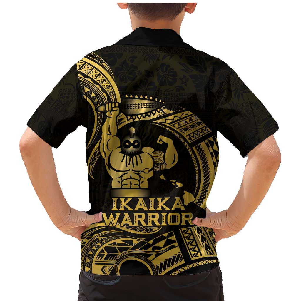 Gold Hawaii Ikaika Warrior Family Matching Mermaid Dress and Hawaiian Shirt Hawaiian Power