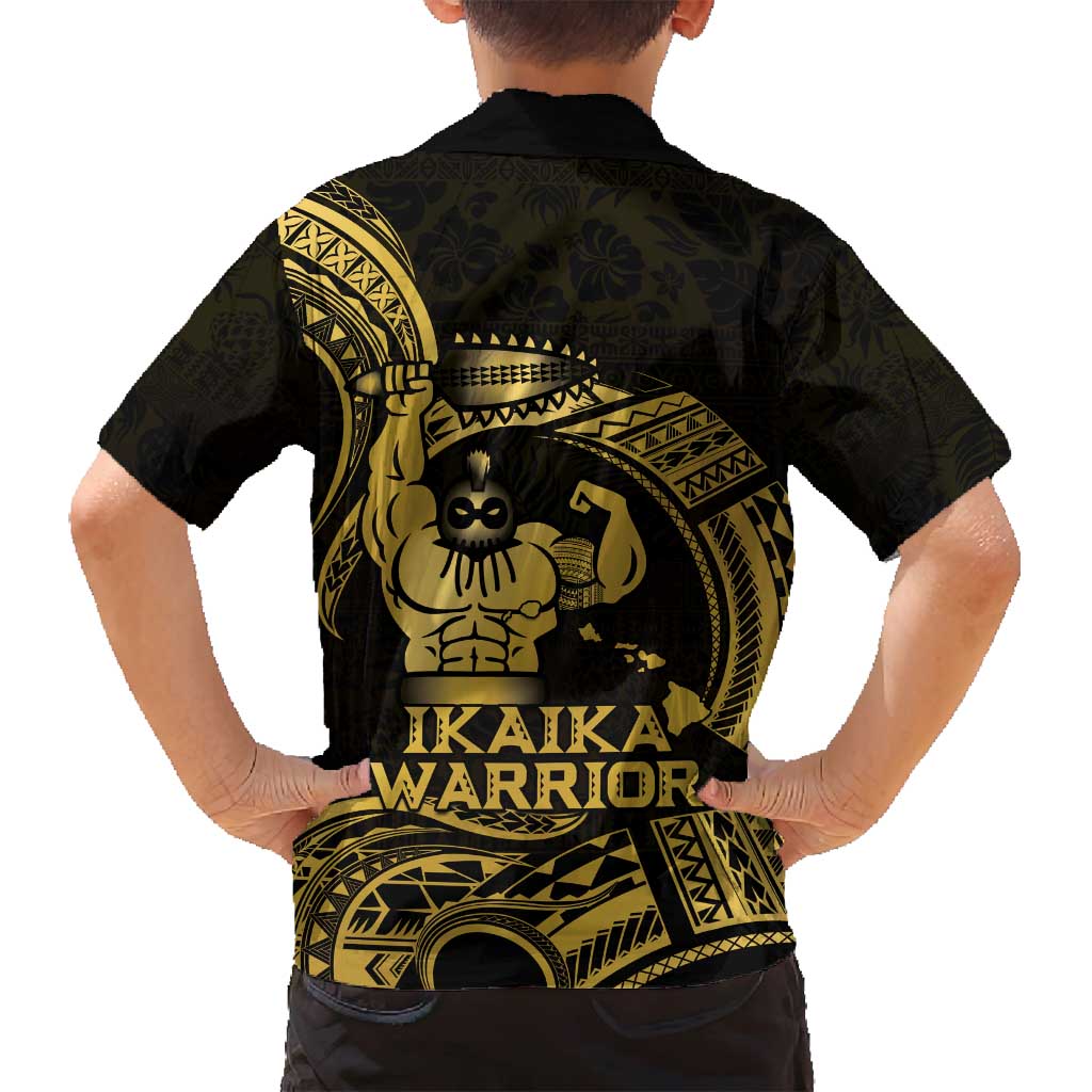 Gold Hawaii Ikaika Warrior Family Matching Puletasi and Hawaiian Shirt Hawaiian Power