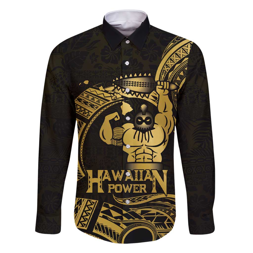 Gold Hawaii Ikaika Warrior Family Matching Short Sleeve Bodycon Dress and Hawaiian Shirt Hawaiian Power