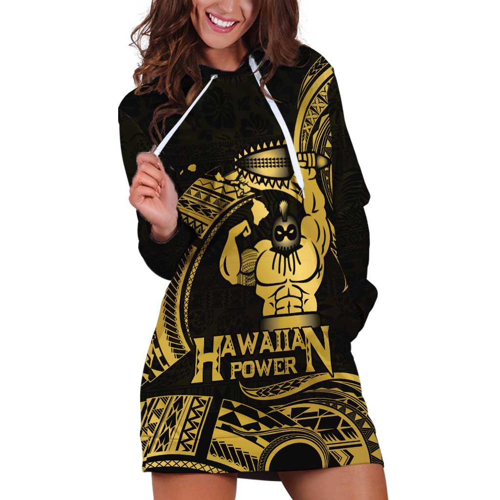 Gold Hawaii Ikaika Warrior Hoodie Dress Hawaiian Power