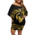 Gold Hawaii Ikaika Warrior Off Shoulder Short Dress Hawaiian Power