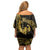 Gold Hawaii Ikaika Warrior Off Shoulder Short Dress Hawaiian Power