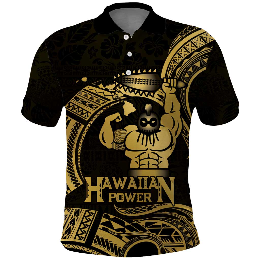 Gold Hawaii Ikaika Warrior Polo Shirt Hawaiian Power LT14 Gold - Polynesian Pride