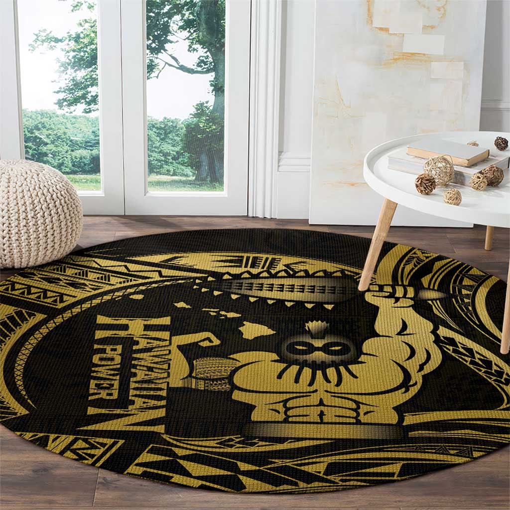 Gold Hawaii Ikaika Warrior Round Carpet Hawaiian Power