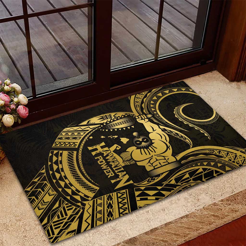 Gold Hawaii Ikaika Warrior Rubber Doormat Hawaiian Power