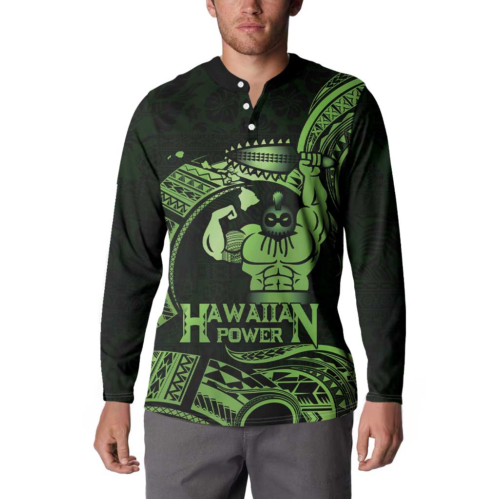 Green Hawaii Ikaika Warrior Button Sweatshirt Hawaiian Power