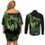 Green Hawaii Ikaika Warrior Couples Matching Off Shoulder Short Dress and Long Sleeve Button Shirt Hawaiian Power